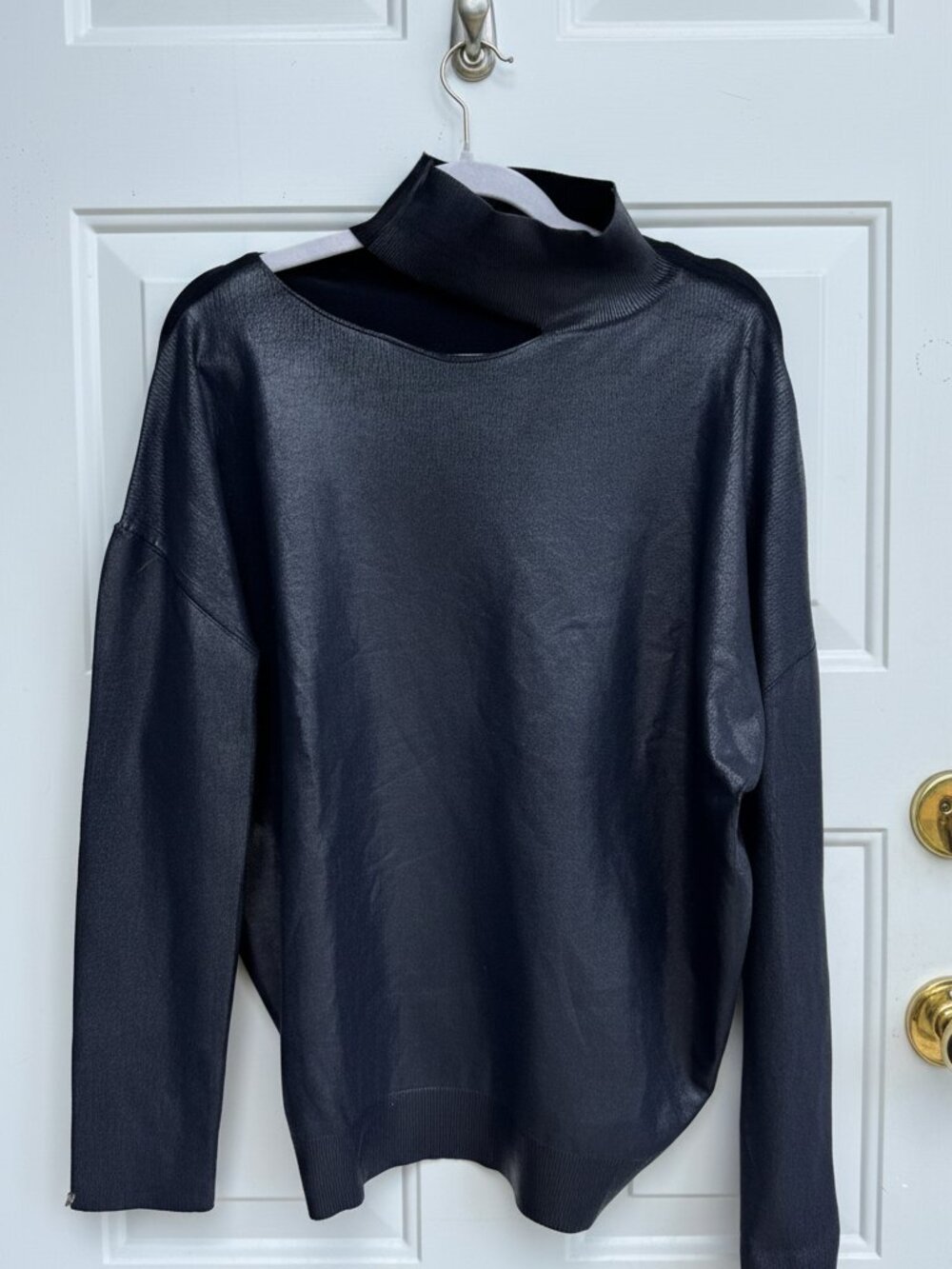 Oblique Creations Coated Mock-Neck Sweater Size 2 (Medium)